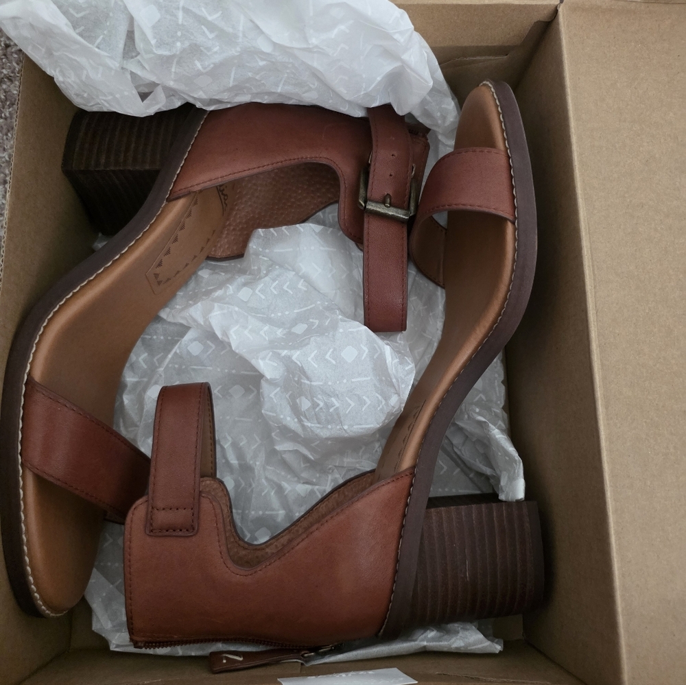 Zodiac Brown Leather Heeled Sandals